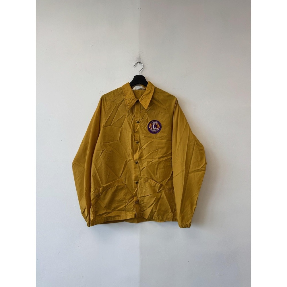 Vintage Don Alleson Jacket Mens XL Yellow‎ Nylon Lions Club Coach Windbreaker